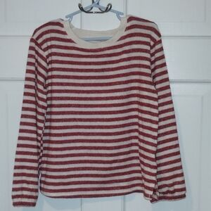 Girls Cat &Jack red and Ivory  colored striped shirt